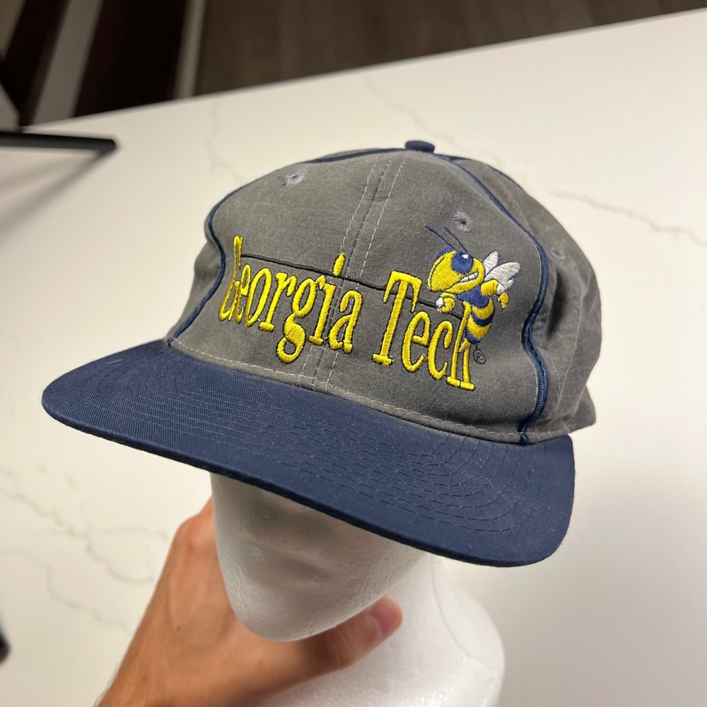 The Game Georgia Tech Snapback Hat Mens Vintage Grey Navy Yellow Jackets Buzz